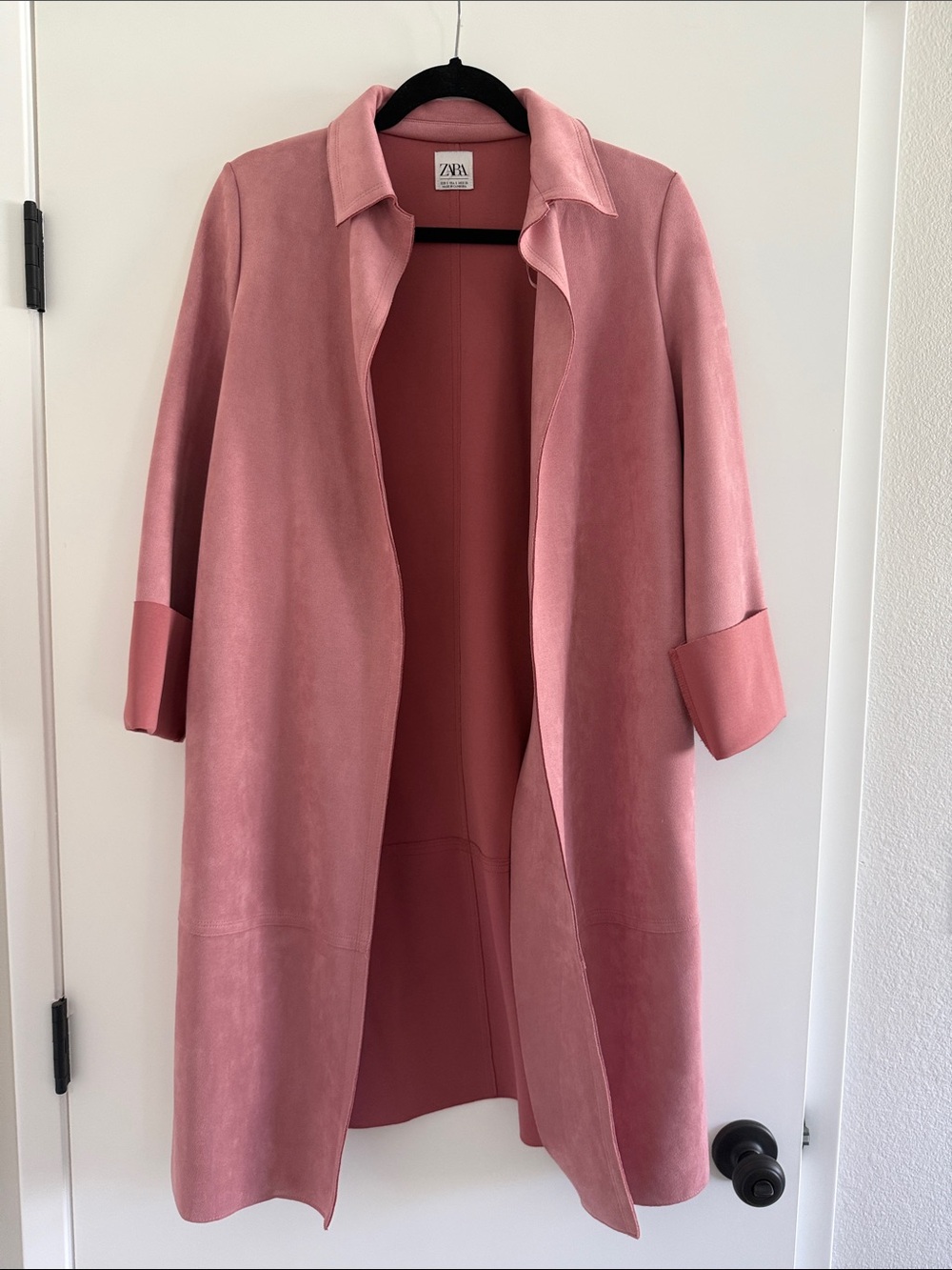 Zara Rose-Pink Open Front Trench Coat
